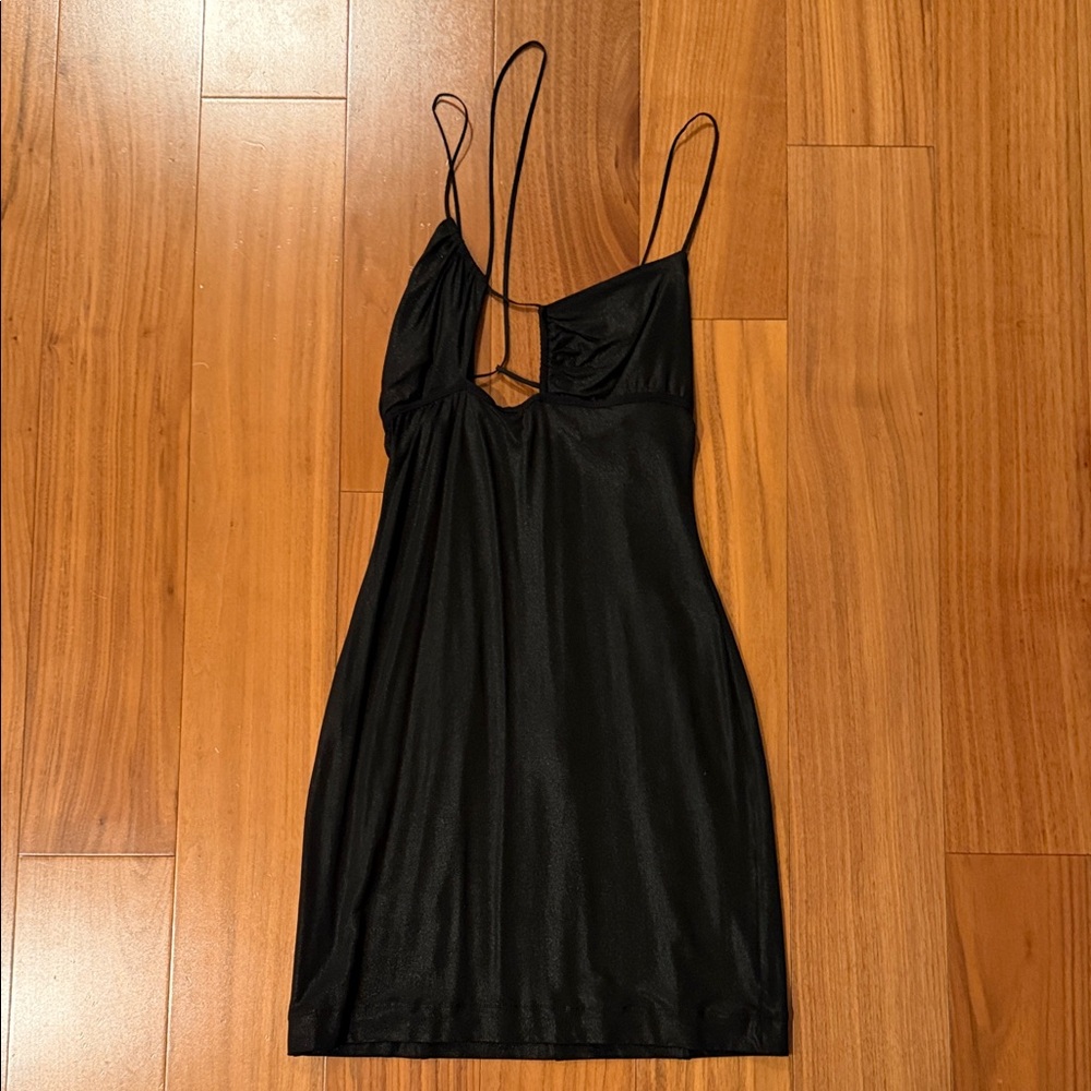Sleek Black Strappy Dress